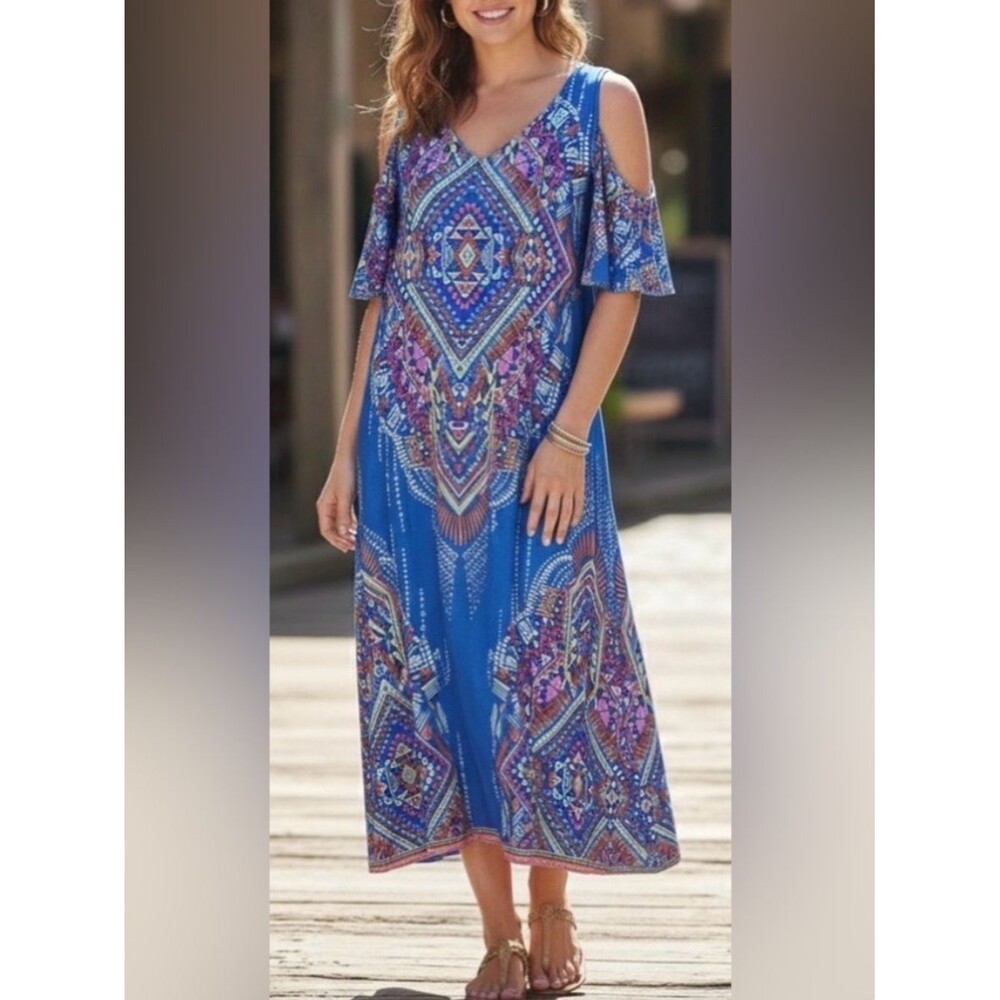 MSK Vibrant Colorful Midi Dress Size XL Made in India